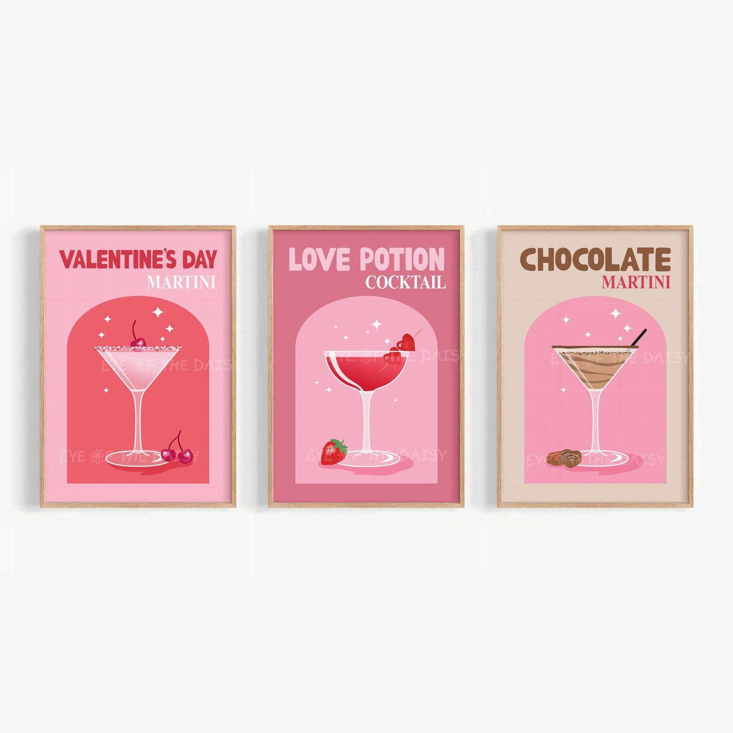 Valentine’s Day Martini print digital download, retro cocktail printable poster for kitchens, home bars, or party spaces, cute girly vibes