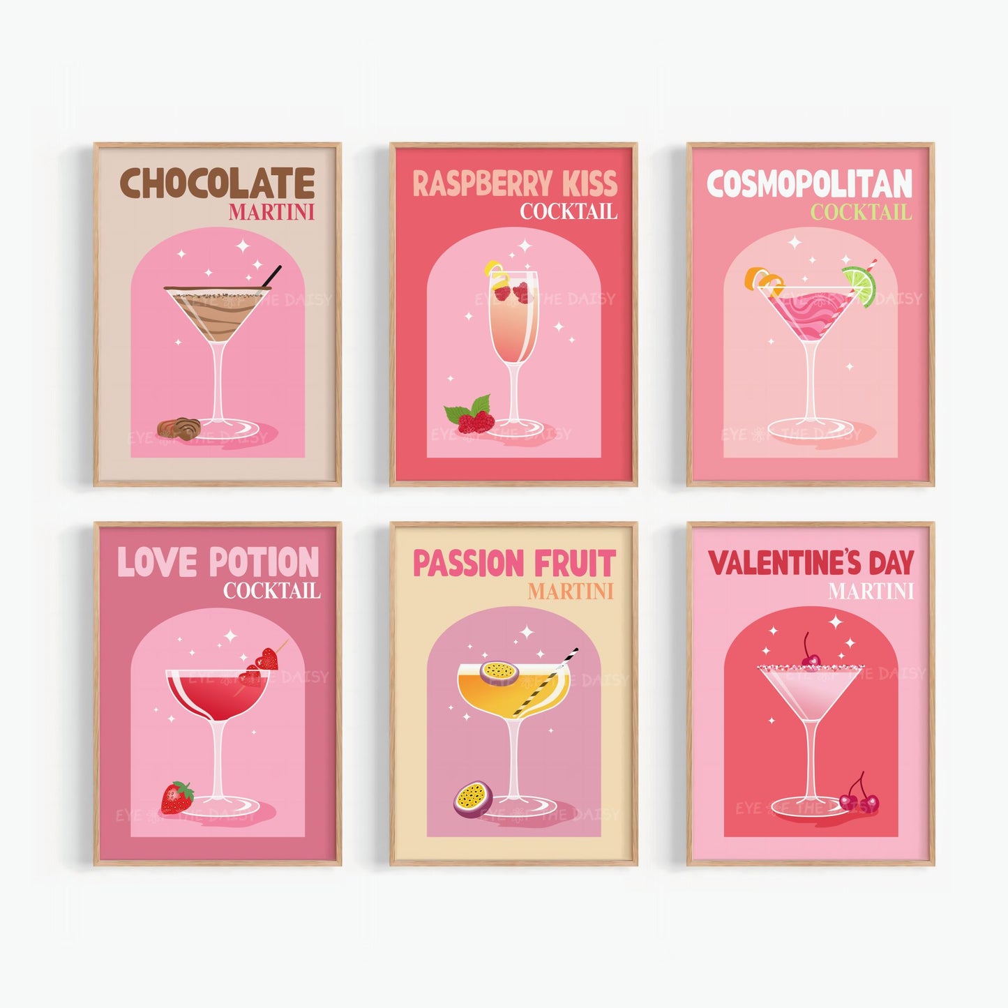 Valentine’s Day Martini print digital download, retro cocktail printable poster for kitchens, home bars, or party spaces, cute girly vibes
