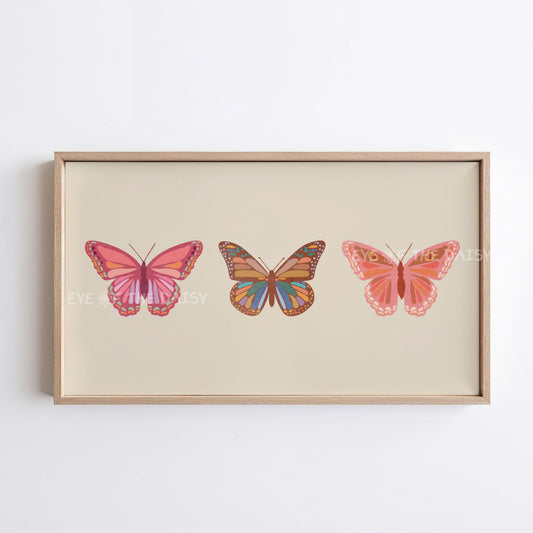 Boho Butterfly 4K TV Art | Neutral Tone Abstract Abstract Butterflies 4K Art for TV Screen