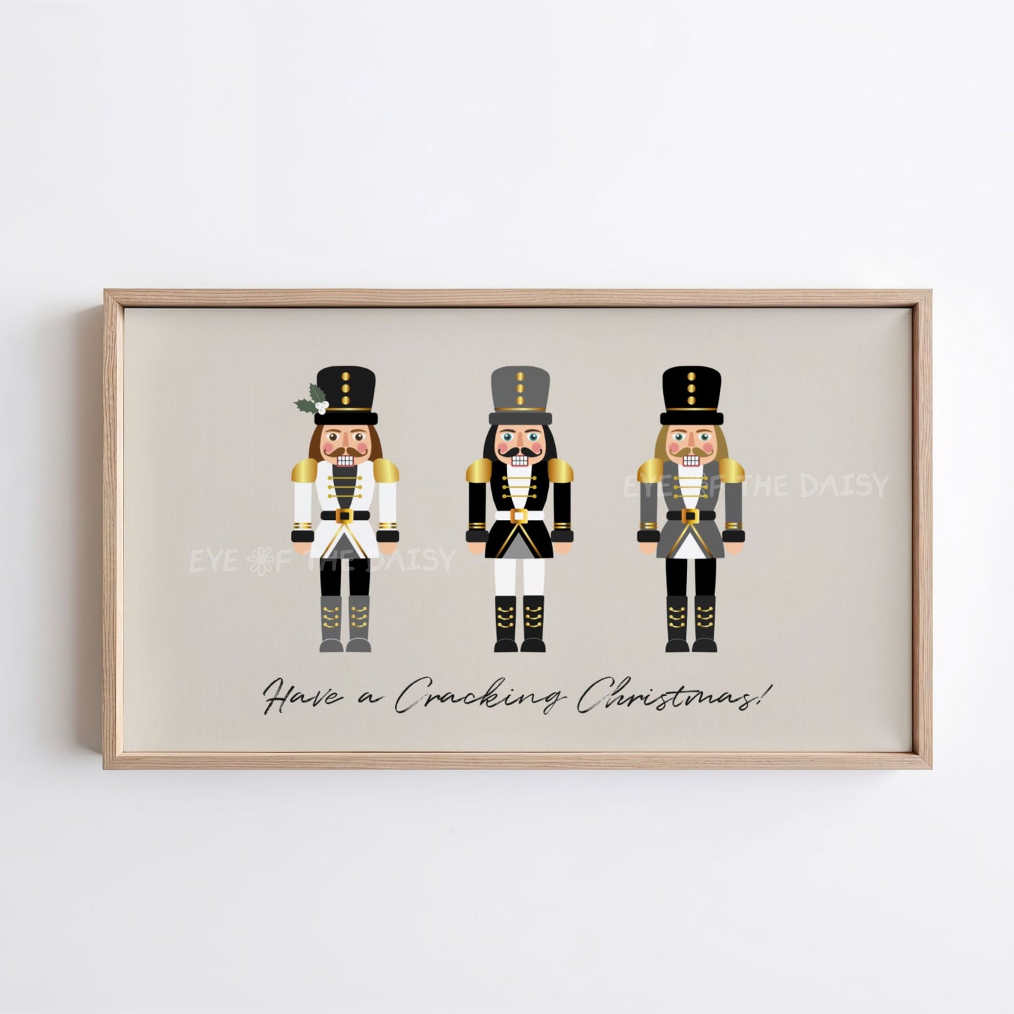 Grey Black Gold Christmas Nutcracker 4K TV Art | Neutral Holiday Art for TV Screen 4K