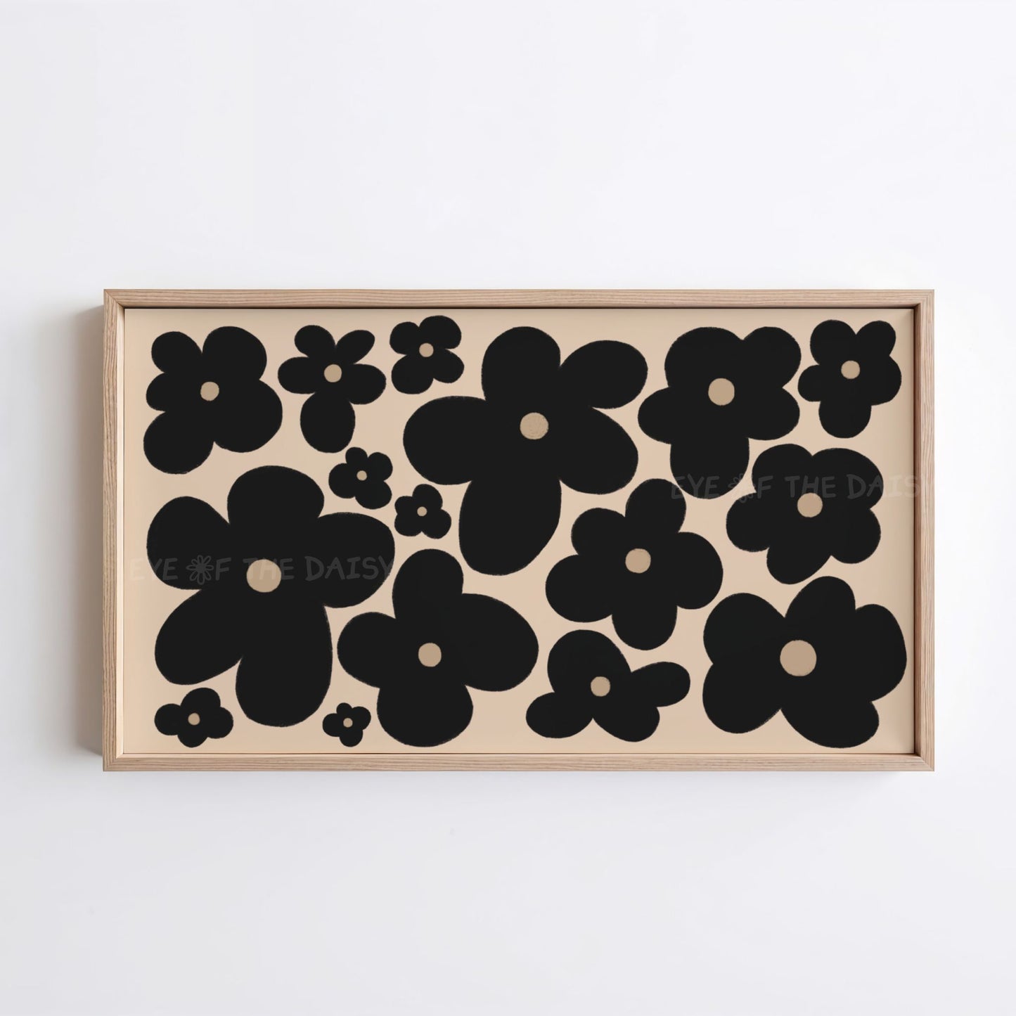 Black Abstract Flowers 4K TV Art | Neutral Boho Floral 4K Art for TV Screen