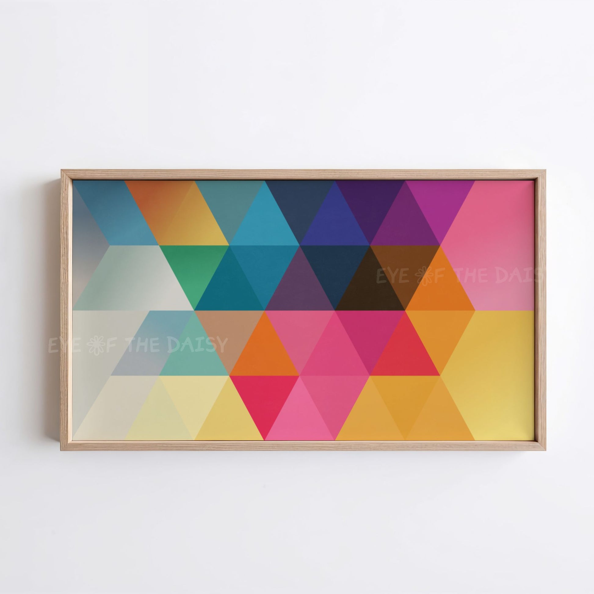 Colorful geometric mid century modern abstract Frame TV art with bold retro shapes and vibrant colors for 4K TV display