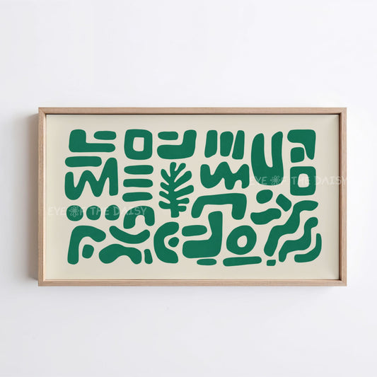 Green Contemporary Abstract 4K TV Art | Modern Organic Cut-Out Shapes Art for TV Screen