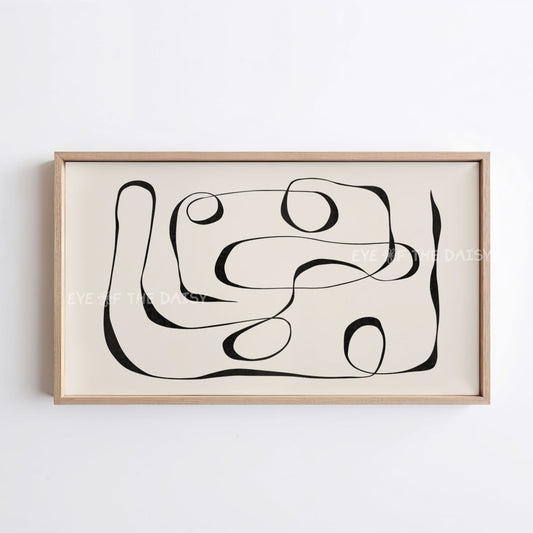 Neutral Abstract Scribble 4K TV Art | Contemporary Minimal Line Drawing TV Art 4K