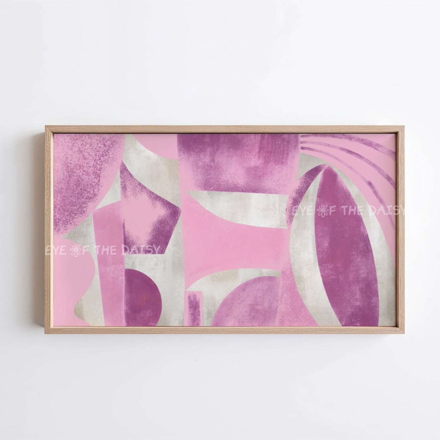 Mid century modern 4K TV art, pale pink and beige geometric abstract textured digital painting for contemporary living room