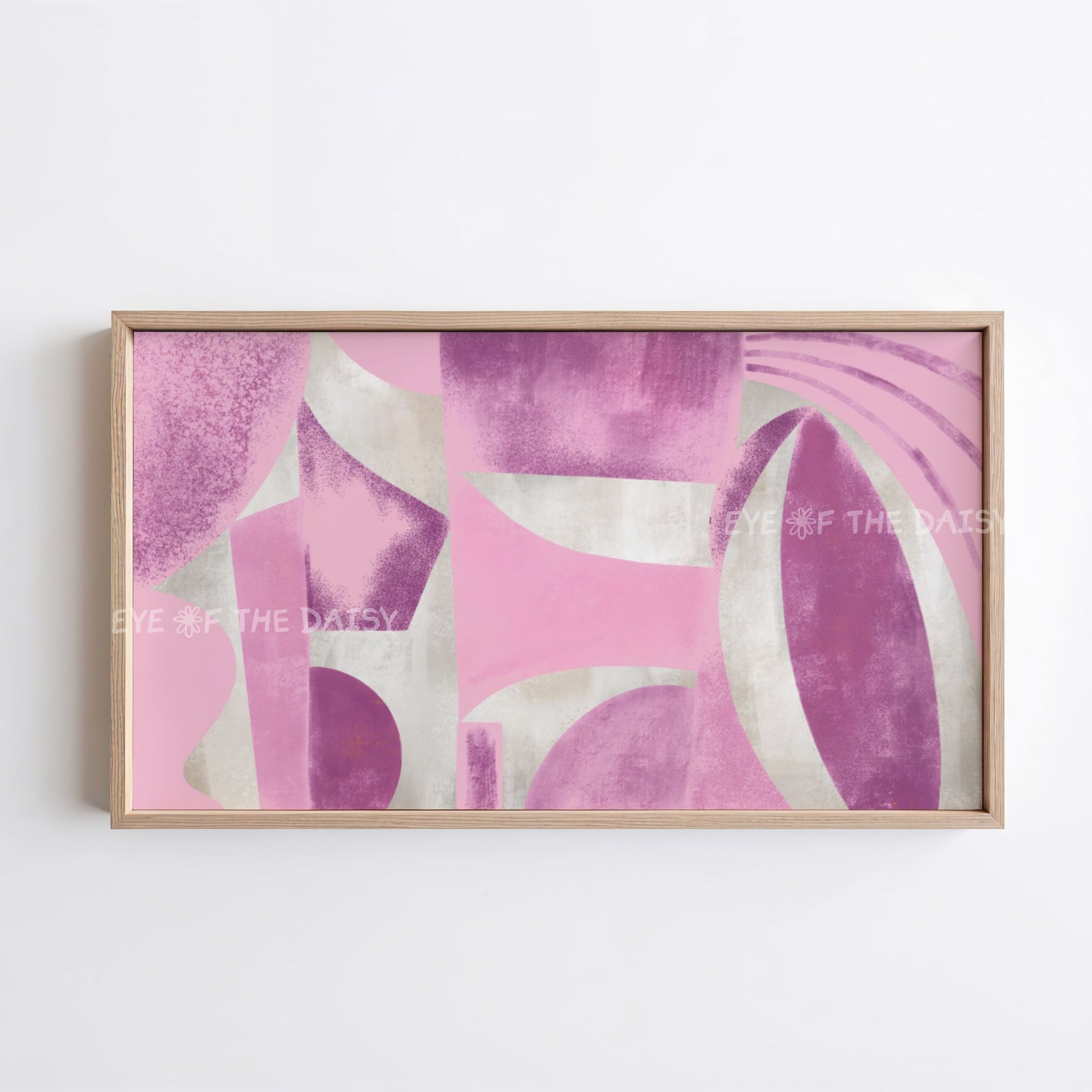 Mid century modern 4K TV art, pale pink and beige geometric abstract textured digital painting for contemporary living room