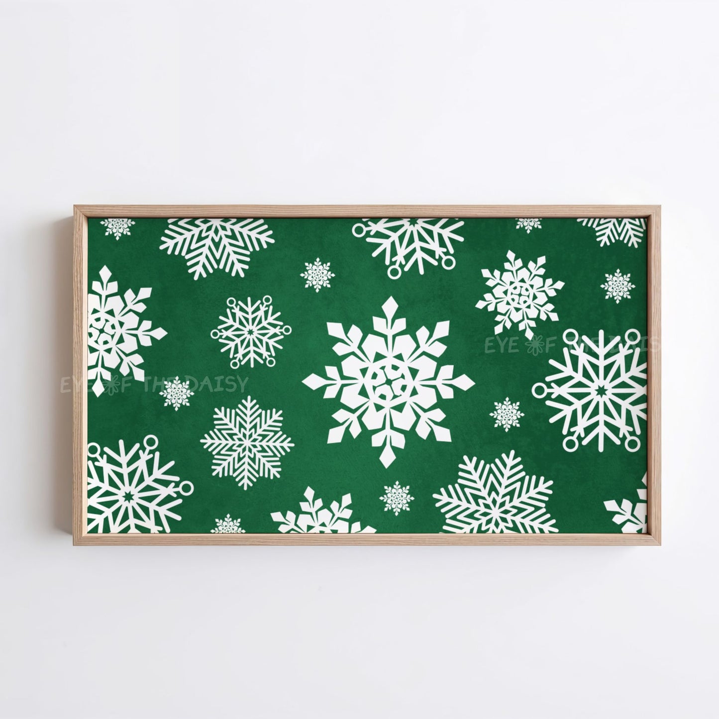 Dark Green Snowflakes Christmas TV Art 4K | Traditional Holiday 4K TV Artwork
