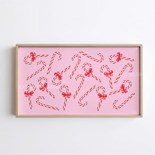 Pink, Red & White Christmas TV Art 4K | Cute Candy Canes Holiday 4K TV Art
