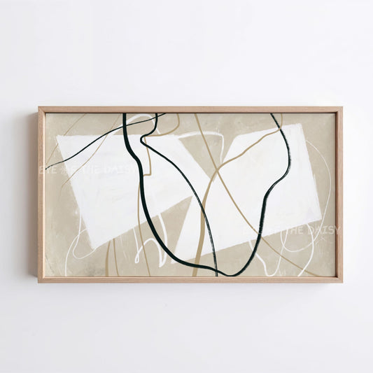 Neutral Modern Abstract 4K TV Art | Minimal Beige White Art for TV Screen