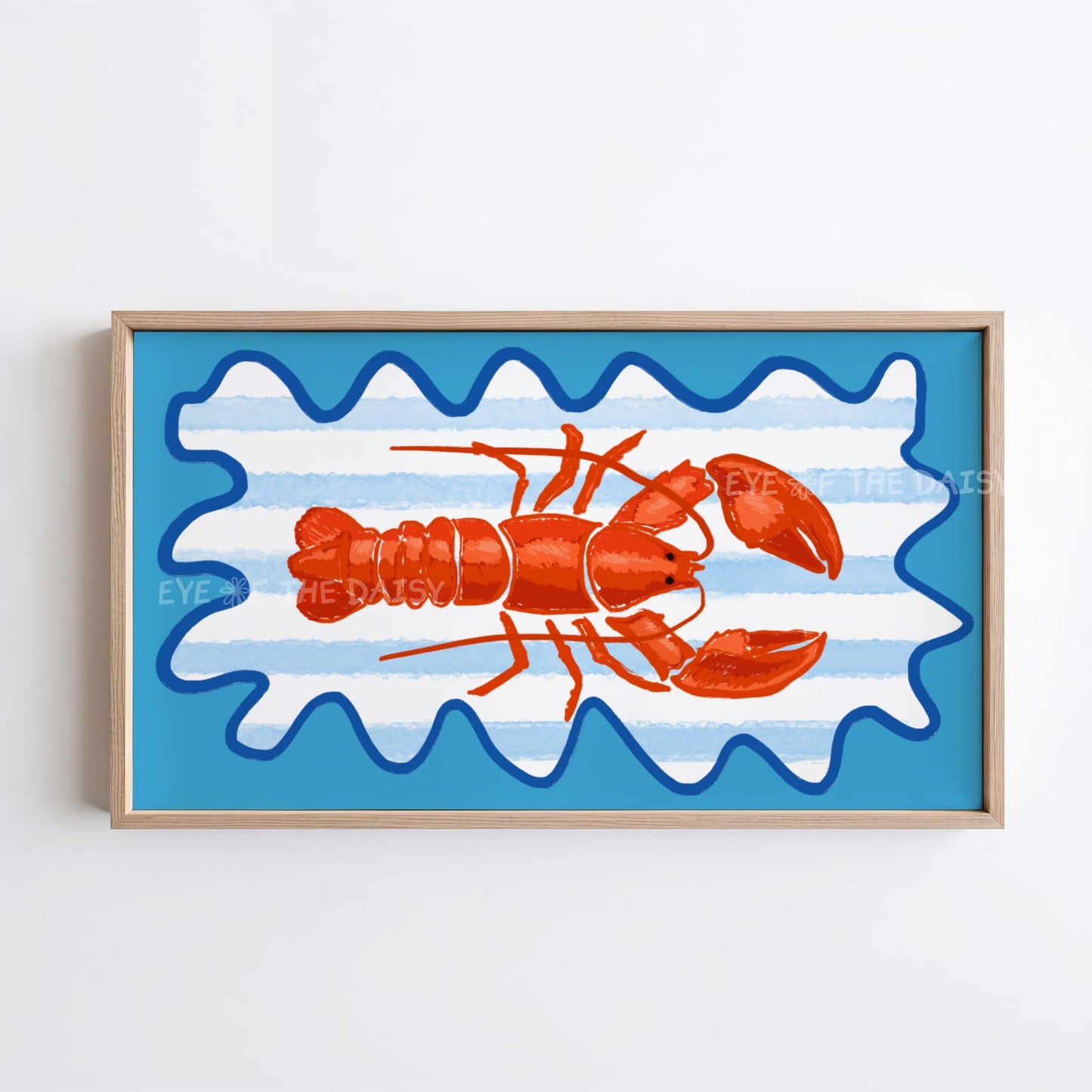 Hand Drawn Lobster 4K TV Art | Trendy Coastal 4K Art for TV Screen
