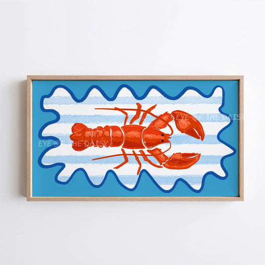 Hand Drawn Lobster 4K TV Art | Trendy Coastal 4K Art for TV Screen