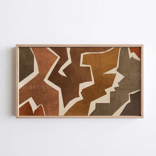 Brown Tan Grey Boho Abstract 4K TV Art | Geometric Animal Print Art for TV Screen