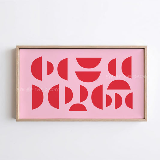 Red & Pink Semi-Circles Abstract 4K TV Art | Geometric Mid Century Modern TV Art 4K