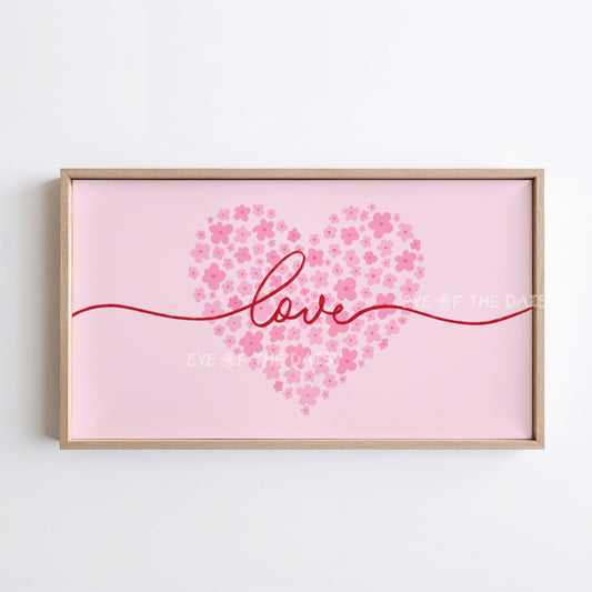 Pink Red Love Typography 4K TV Art | Floral Romantic Phrase 4K Art for TV Screen