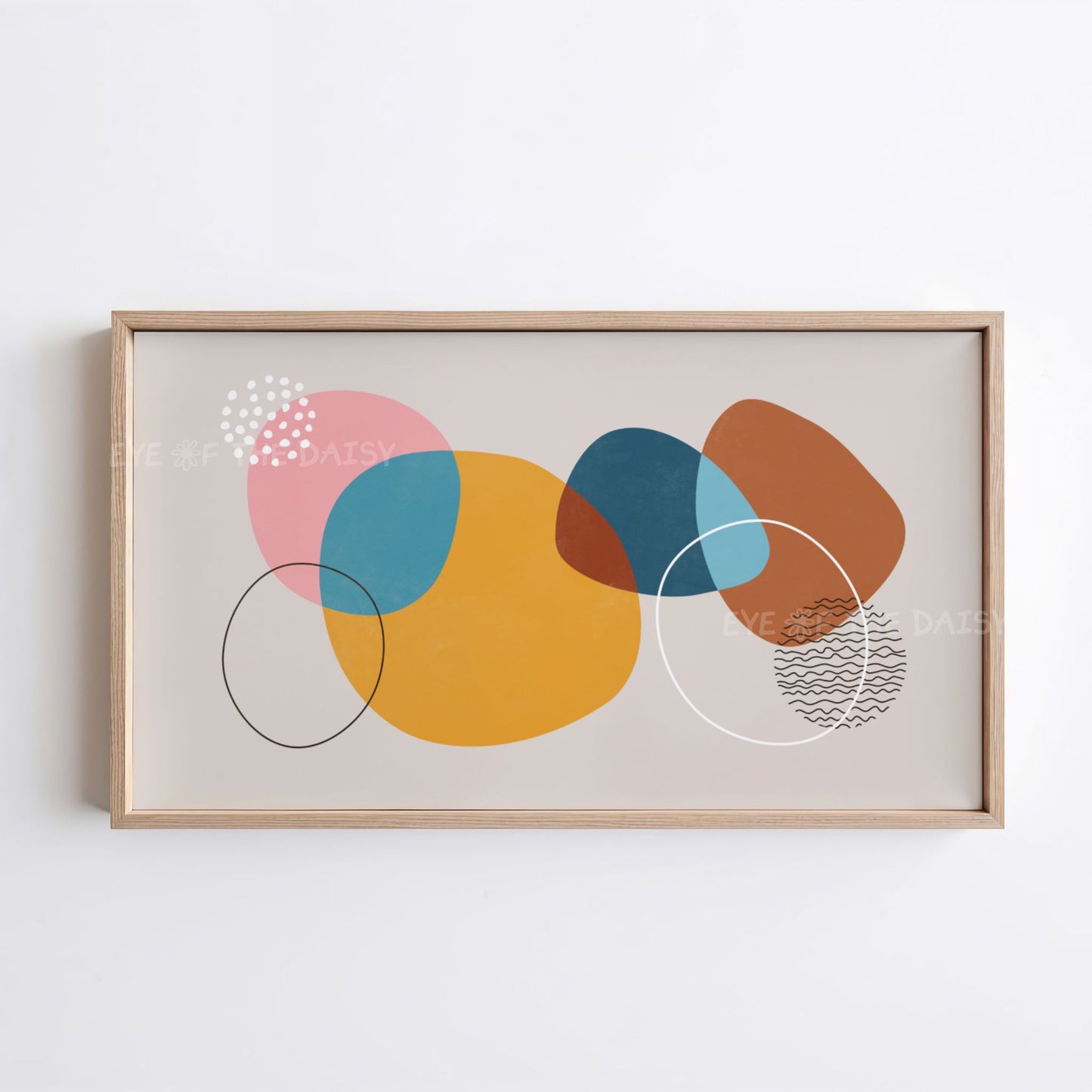 Mustard Teal Pink Contemporary Abstract 4K TV Art | Modern Art for TV Screen