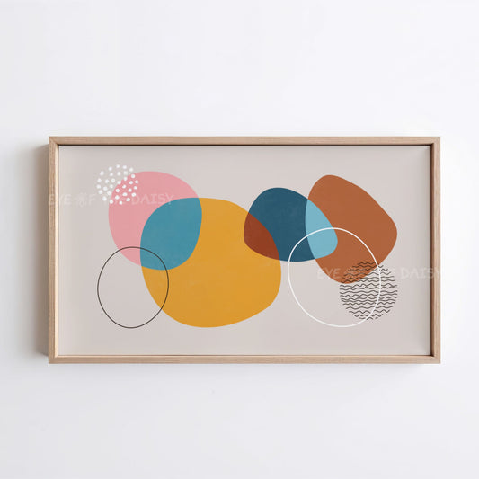 Mustard Teal Pink Contemporary Abstract 4K TV Art | Modern Art for TV Screen