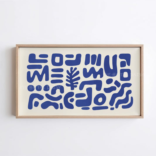 Royal Blue Abstract Cut-Out 4K TV Art | Organic Shapes Art for TV Screen 4K