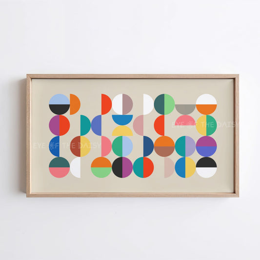 Bright Mid Century Modern 4K TV Art | Colourful Geometric Semi-Circles Art for TV Screen