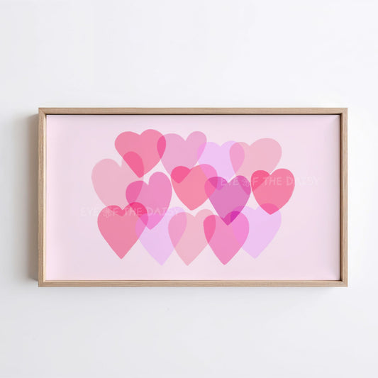 Pink Abstract Hearts 4k TV Art | Minimal Modern Hearts 4K Artwork for TV Screen