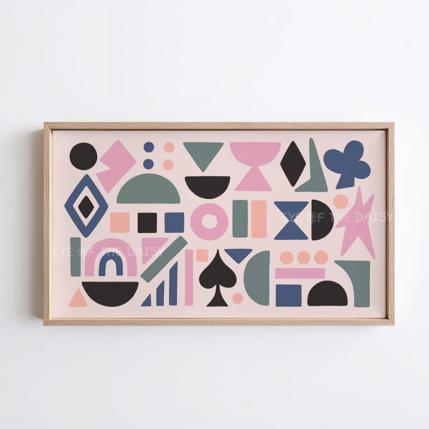 Blush Pink Navy Blue Green Abstract Shapes 4K TV Art | Contemporary Art for TV Screen