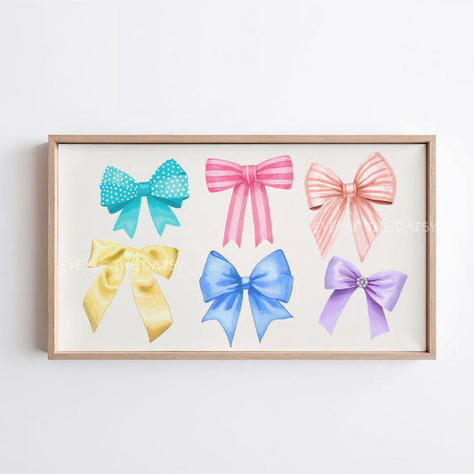 Pastel Cottagecore Bows & Ribbons 4K TV Art | Pastel Easter Art for TV Screen