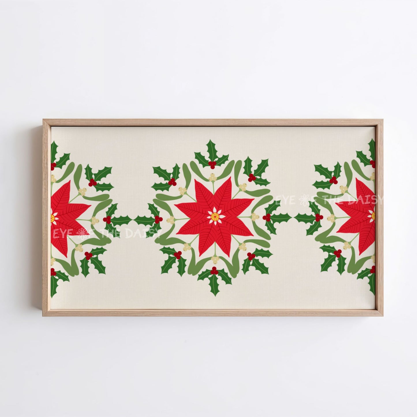 Christmas Mandala 4K TV Art | Traditional Holiday Poinsettia Holly Mistletoe TV Artwork