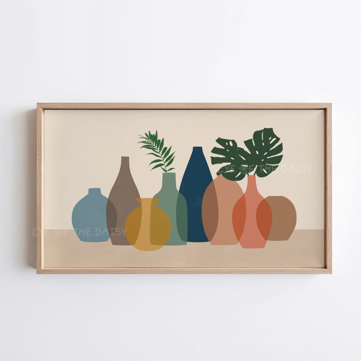 Earth Tone Boho Vases 4K TV Art | Modern Bohemian Plants in Pots Art for TV Screen