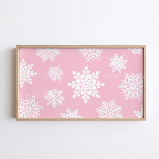 Pink Christmas Snowflakes 4K TV Art | Retro Pastel Pink Holiday TV Artwork 4K