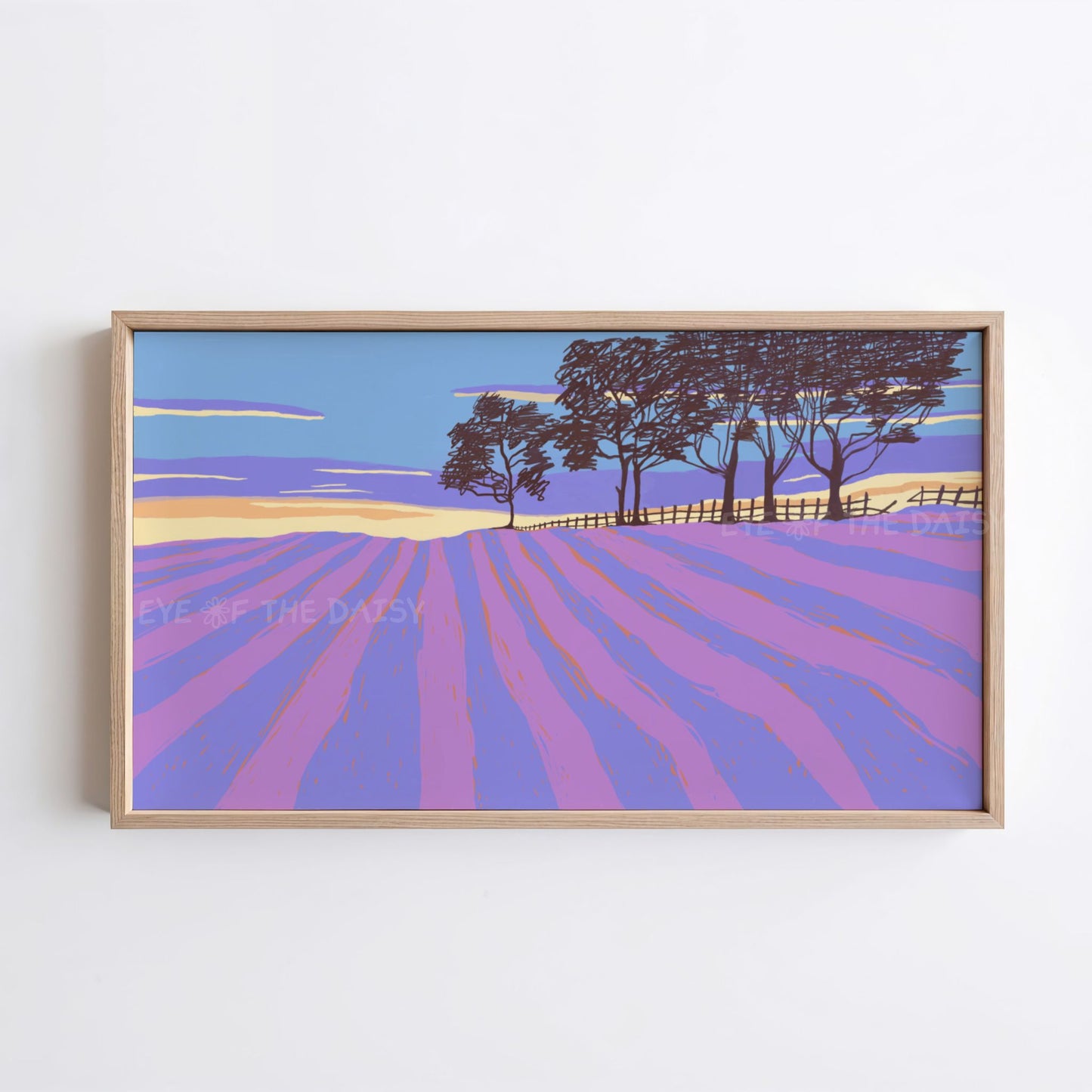 Minimal Landscape 4K TV Art | Contemporary Lavender Field 4K Art for TV Screen