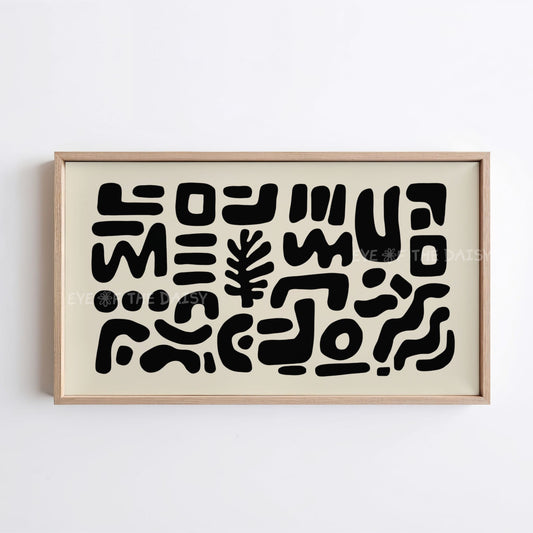 Black Abstract Shapes 4K TV Art | Neutral Modern Cut-Outs TV Artwork 4K