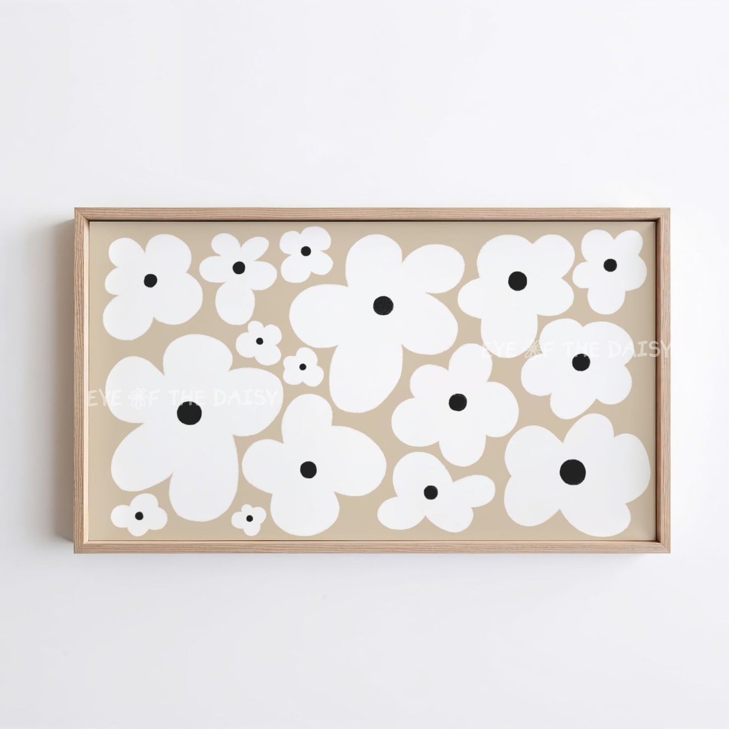 Beige White Boho Flowers 4K TV Art | Neutral Abstract Floral Art for TV Screen
