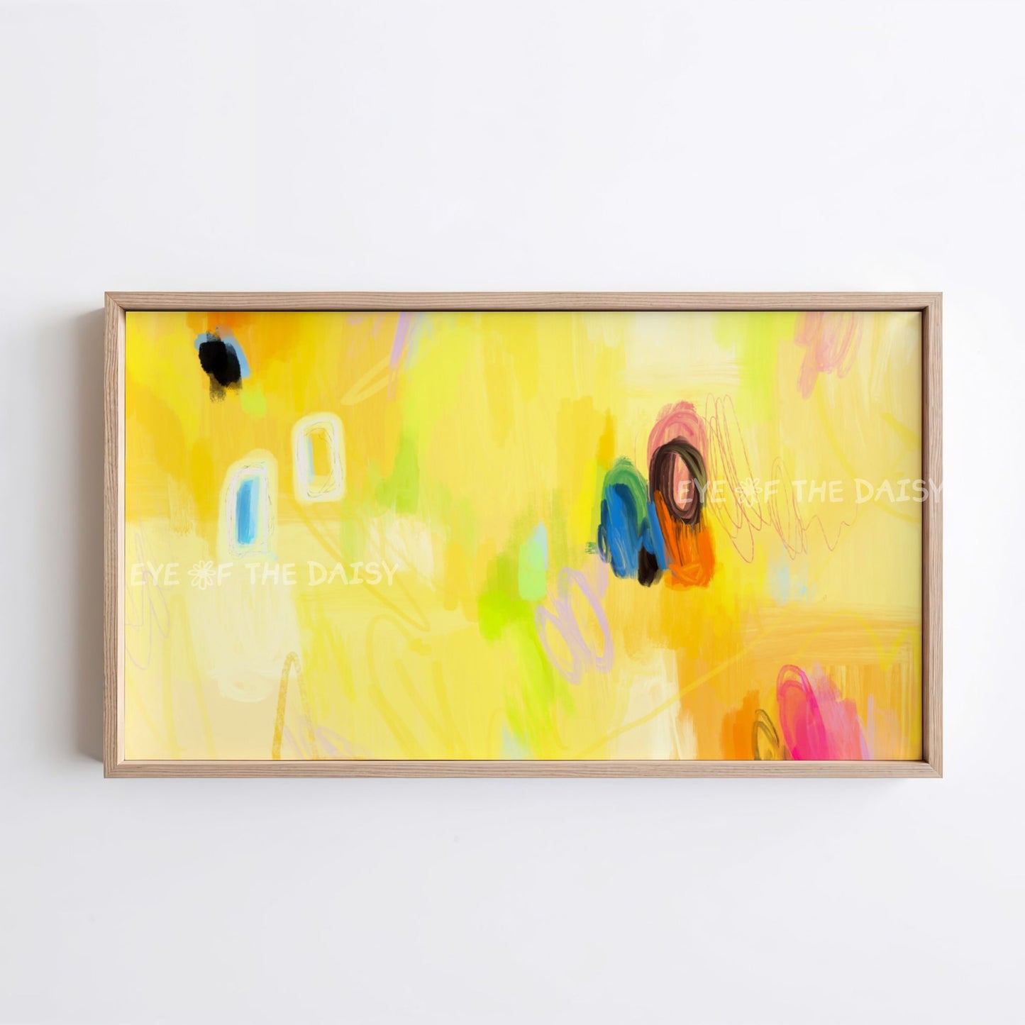 Vibrant Yellow Abstract Expressionist 4K TV Art | Bright Contemporary Digital Painting TV Art