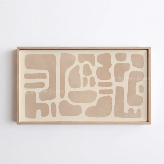 Beige Abstract Shapes 4K TV Art | Neutral Tone Modern Boho Art for TV Screen