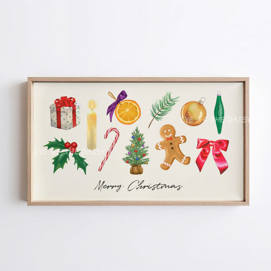 Watercolour Christmas Illustrations 4K TV Art | Colourful Traditional Holiday 4K TV Artwork