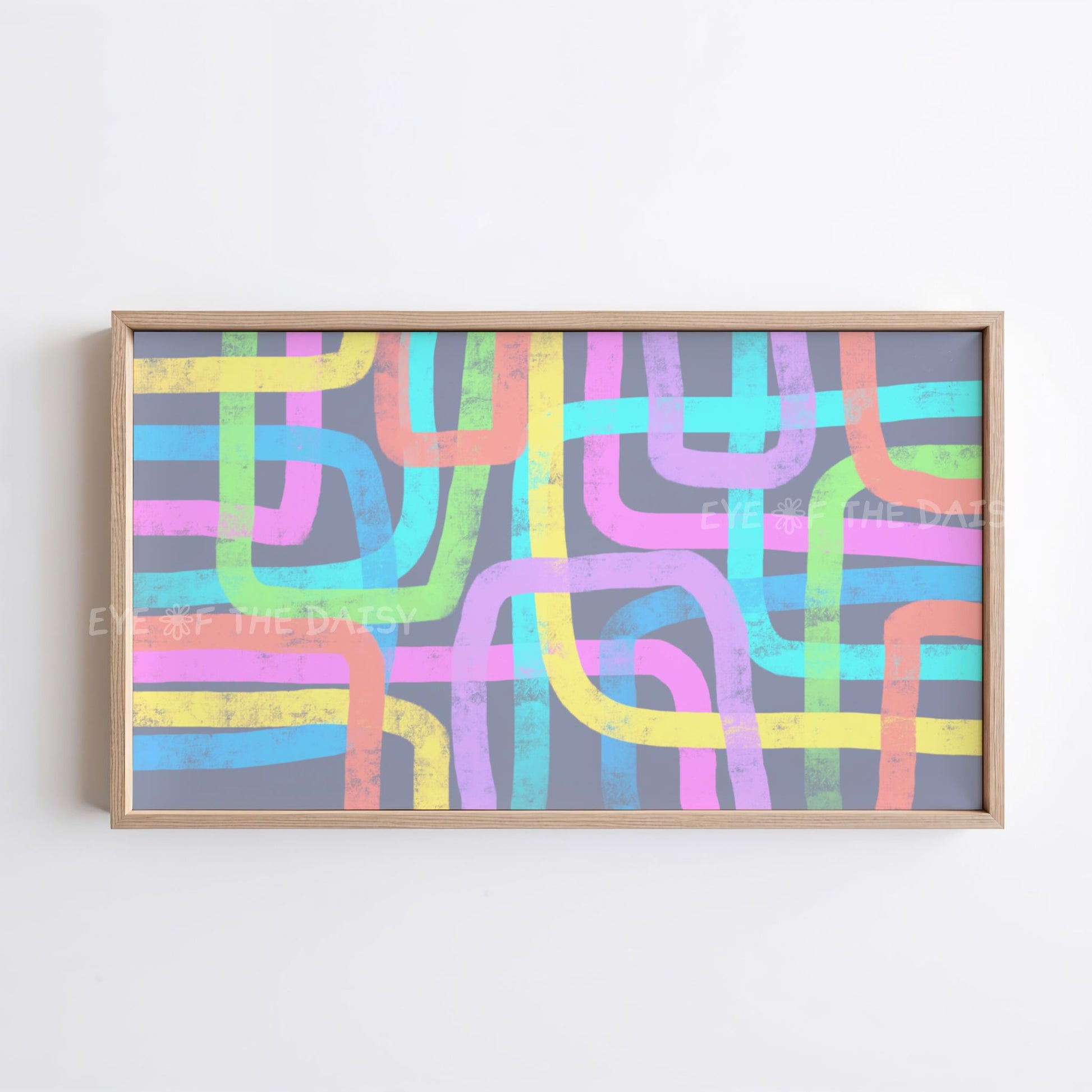 Pastel contemporary 4K TV art, abstract scribble line TV art digital download for maximalist and Scandi decor