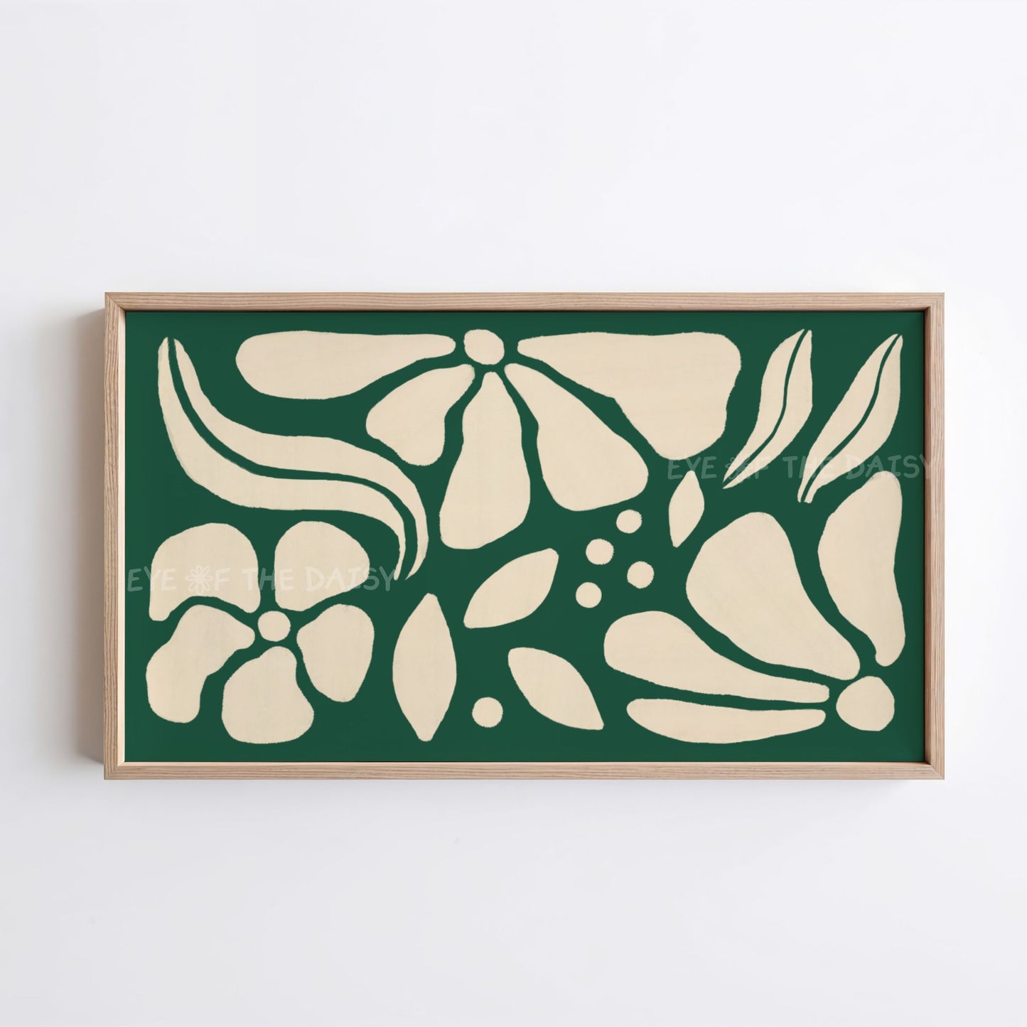 Forest Green & Beige Abstract Floral 4K TV Art | Eclectic Scandi Botanical TV Art 4K