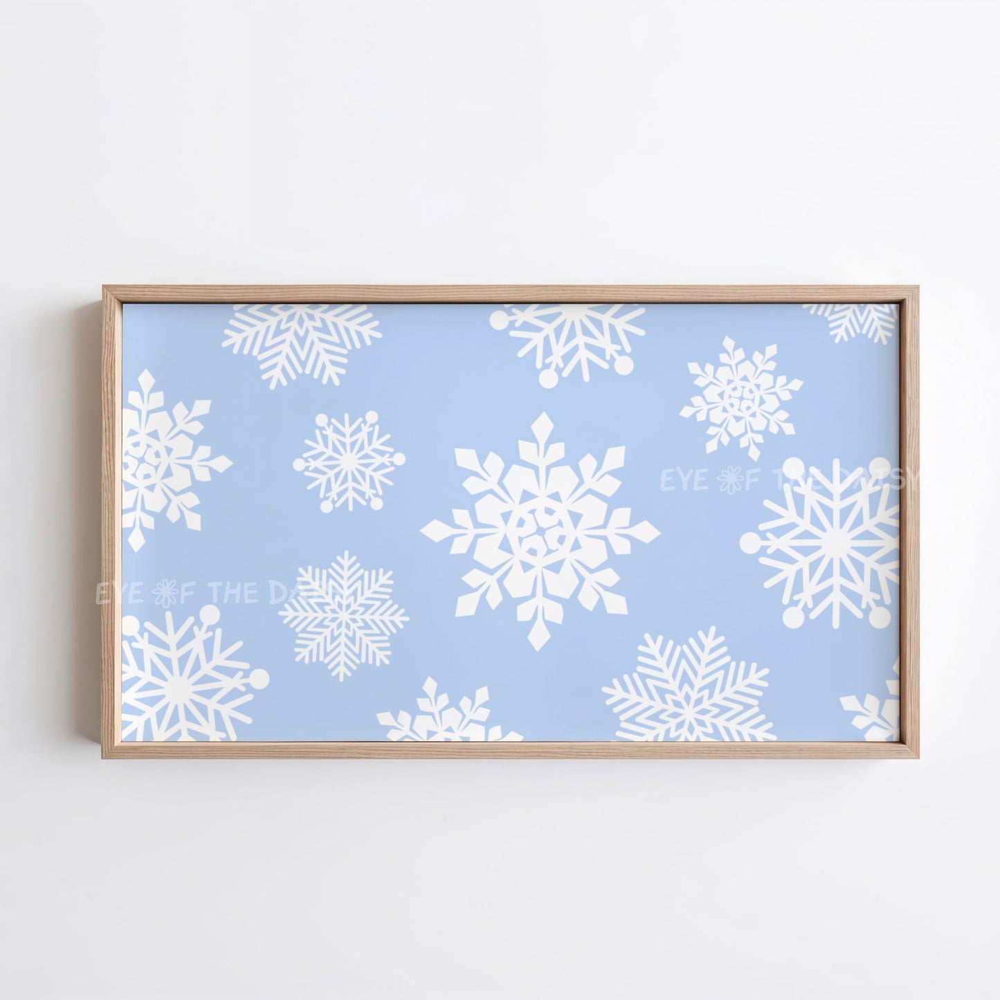 Pale Blue White Snowflakes Christmas TV Art 4K | Minimal Holiday 4K TV Artwork
