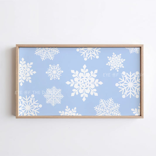 Pale Blue White Snowflakes Christmas TV Art 4K | Minimal Holiday 4K TV Artwork