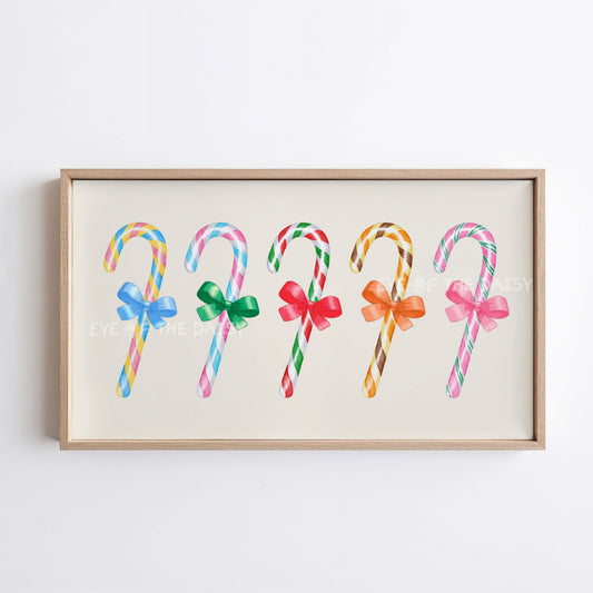 Christmas Candy Canes 4K TV Art | Cute Colourful Holiday Art for TV Screen