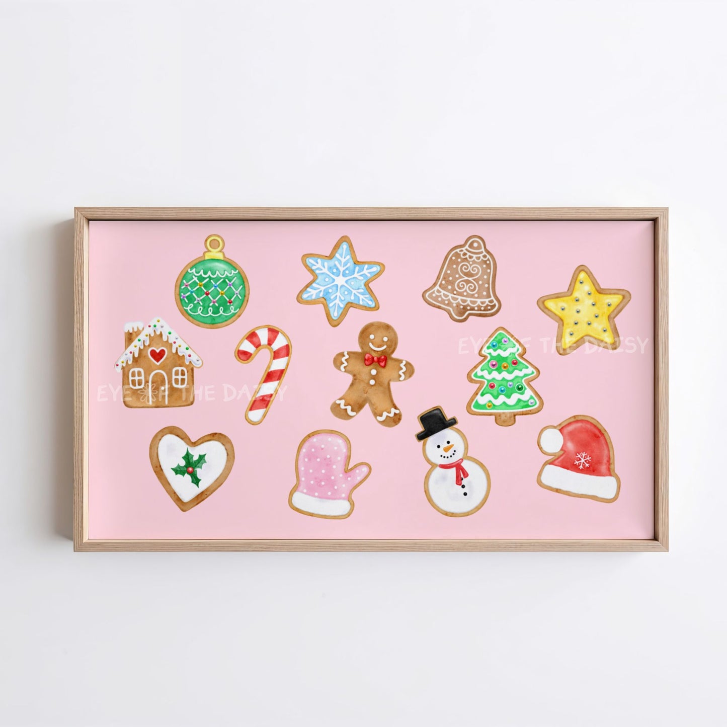 Pink Christmas Cookies 4K TV Art | Pastel Pink Holiday TV Art for TV Screen 4K