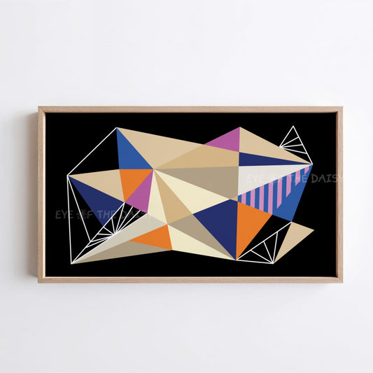 Black Orange Purple Blue Contemporary Abstract 4K TV Art | Mid Century Modern TV Art 4K