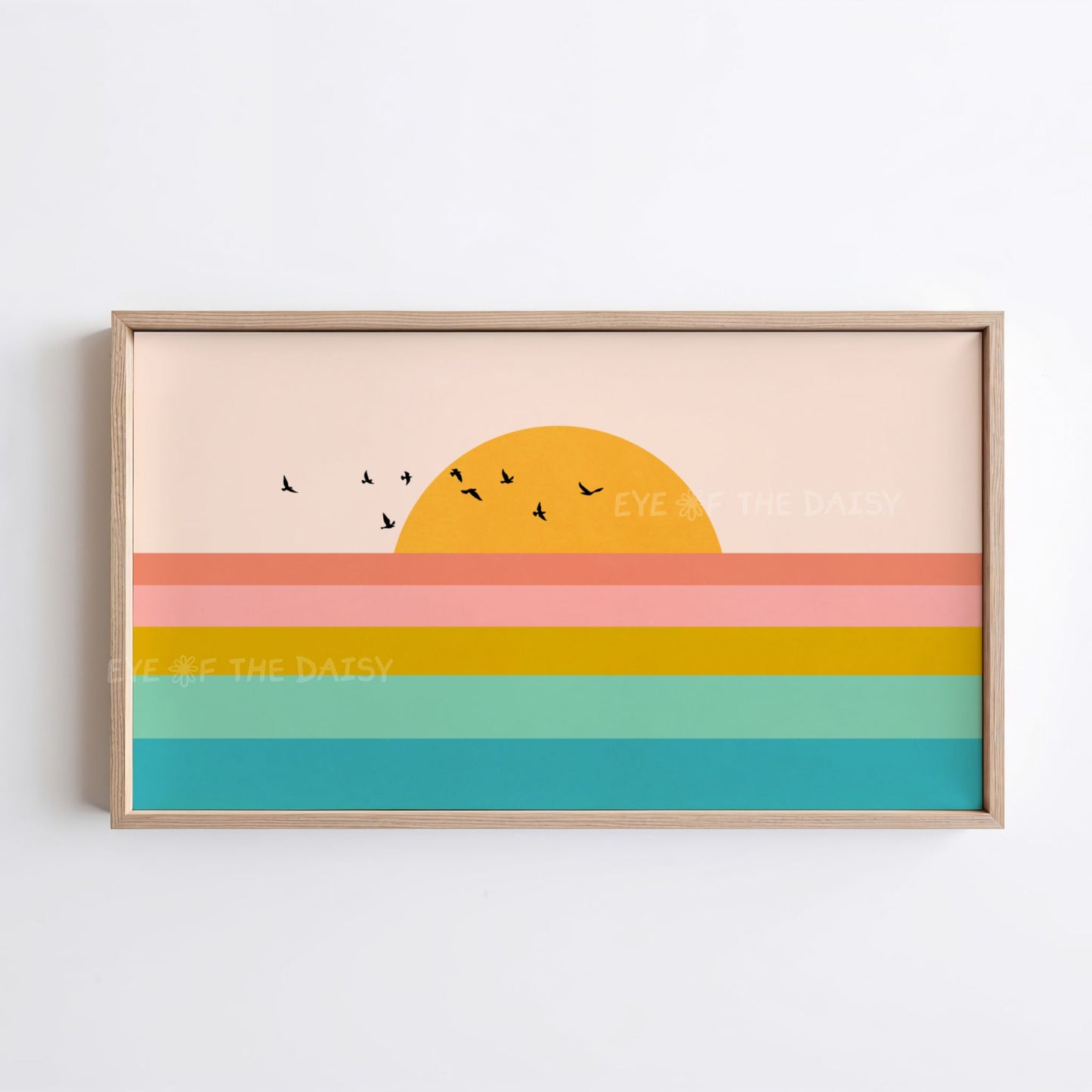 Mid Century Modern Sunset Seascape 4K TV Art | Colourful Sky Sun Sea Landscape TV Art