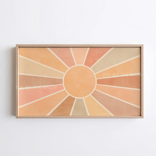 Boho Sunburst 4K TV Art | Earth Tone Minimal Sun Art for TV Screen