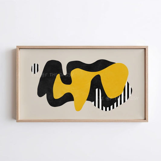 Mustard Yellow & Black Abstract 4K TV Art | Contemporary Shapes Art for TV Screen