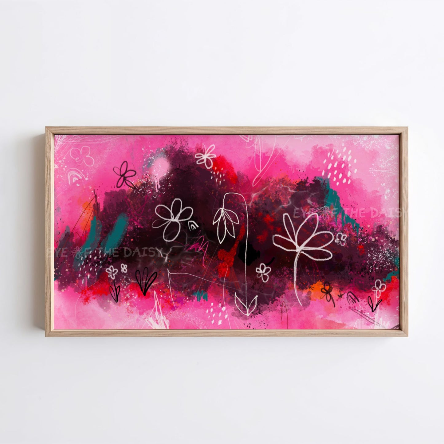 Bright Pink Black Abstract Expressionist TV Art 4K | Contemporary Digital Painting 4K TV Art