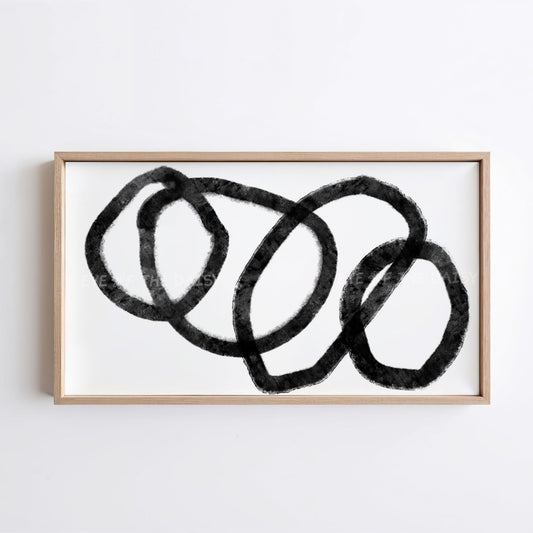 Black and white abstract line art 4K TV art, minimalist art for 4K TV screen for modern Scandi living room decor