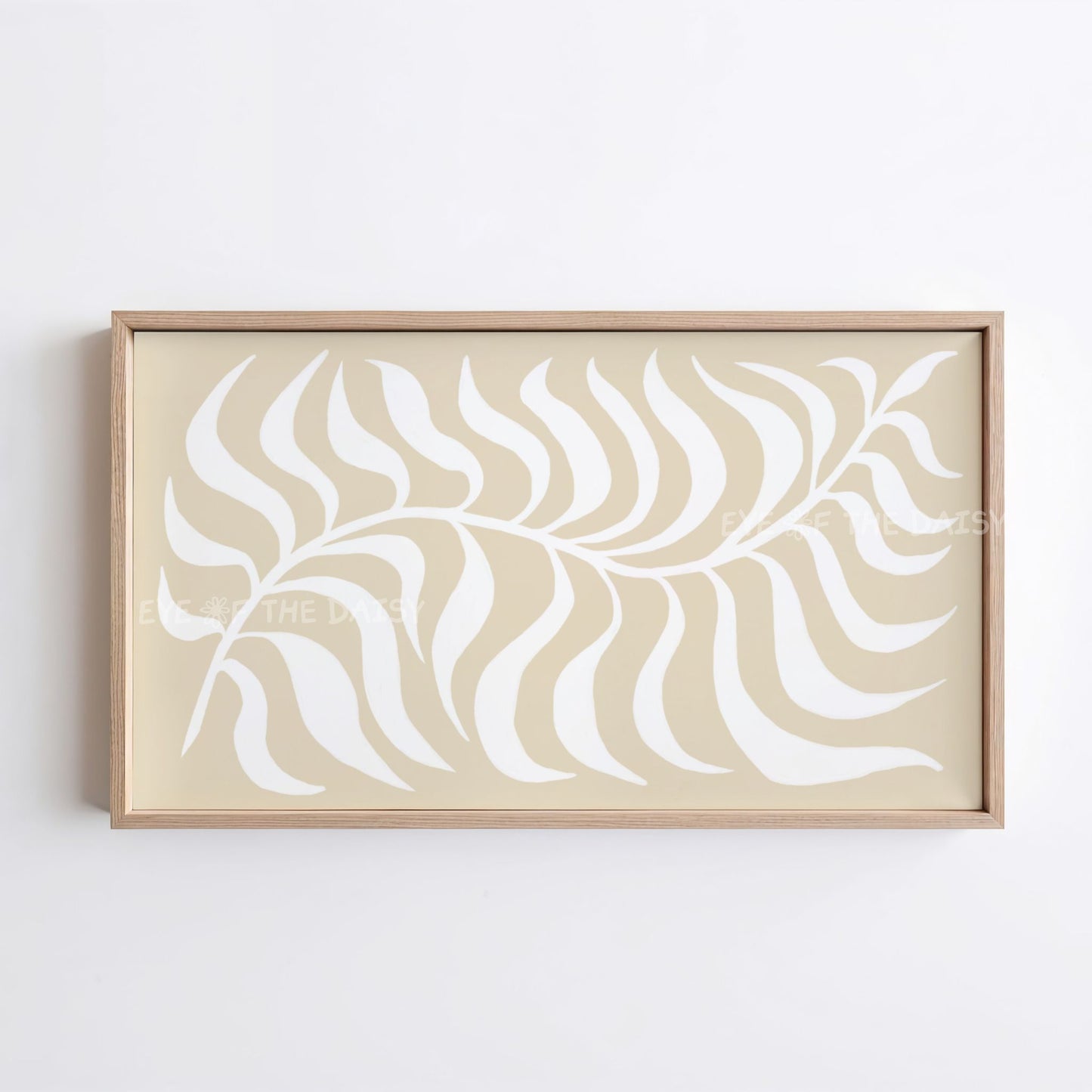 Beige White Abstract Leaf 4K TV Art | Boho Scandi Botanical Art for TV Screen 4K