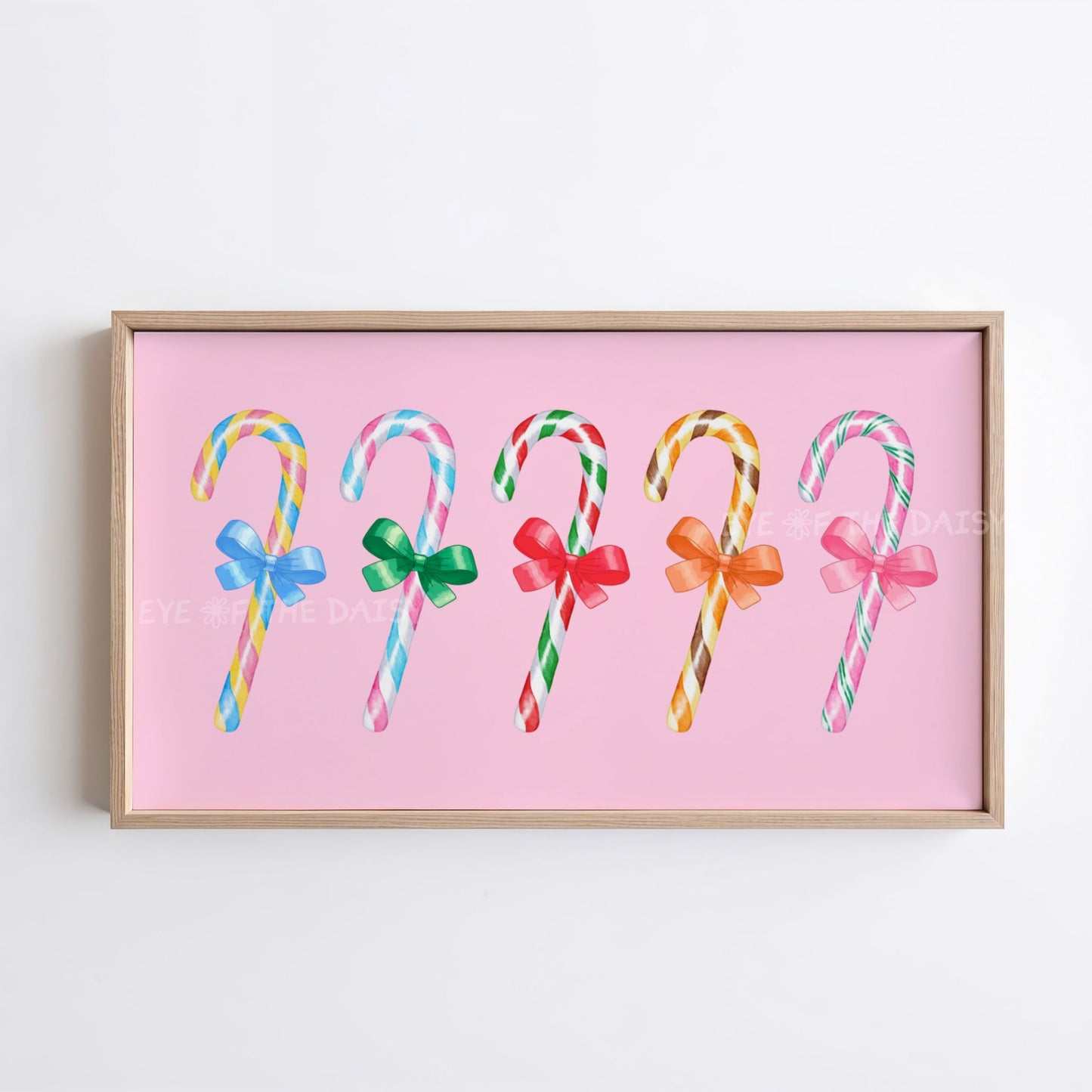 Pink Christmas TV Art 4K | Colourful Holiday Candy Canes Art for TV Screen