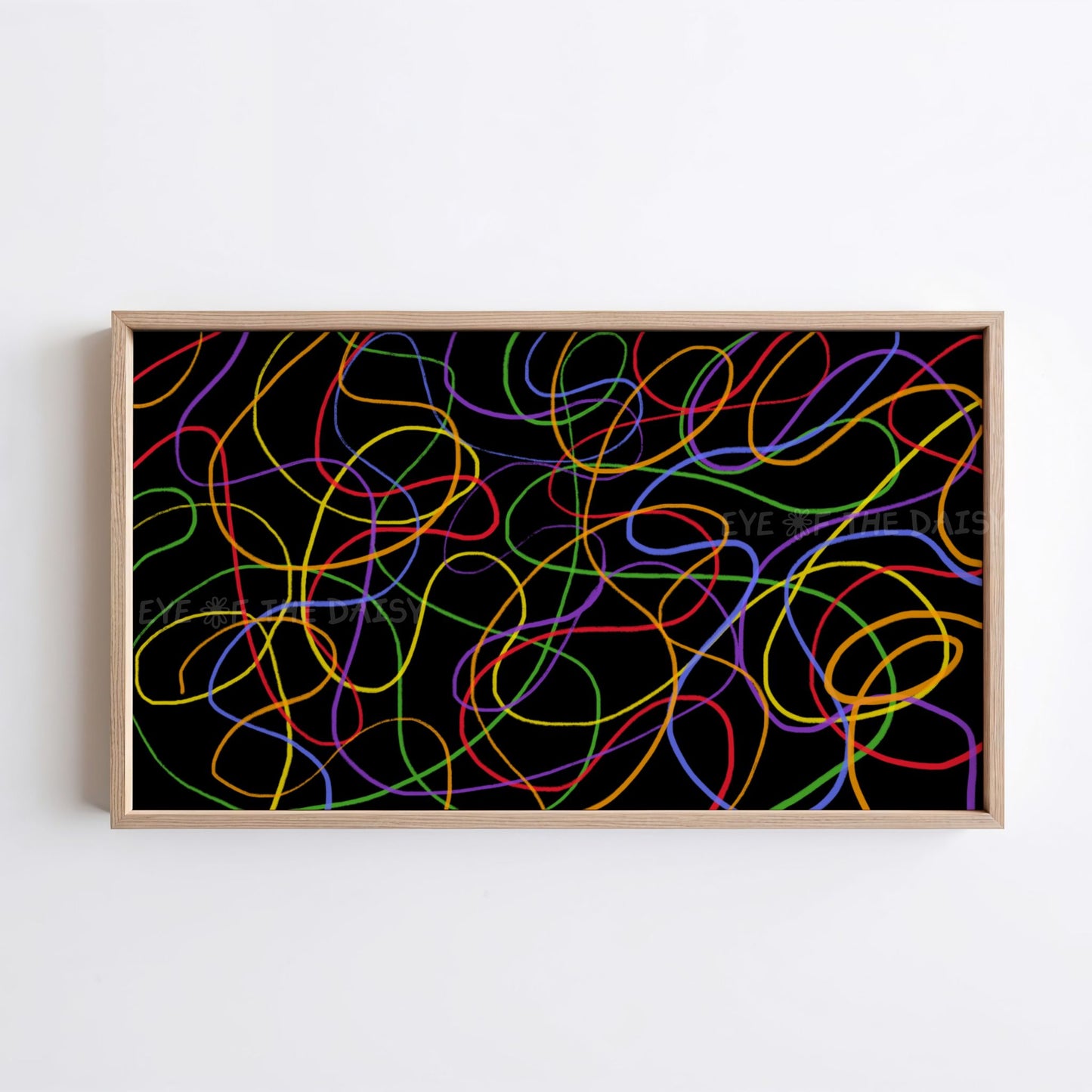 Contemporary Abstract Scribble TV Art 4K | Colourful Black Modern Art for TV Screen