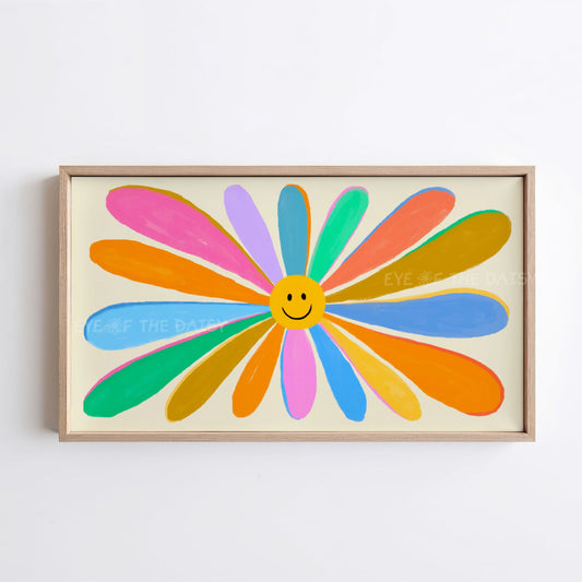 Retro Colourful Daisy 4K TV Art | Bright Vibrant Boho Flower 4K Art for TV Screen